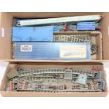 Box of Hornby Dublo 3-rail track, sufficient for a medium sized layout. Includes a few points,