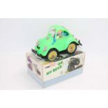 ME (China) 10” Long, Tinplate & Plastic, Battery, ME812 Volkswagen Beetle ‘Oh My Dear’ Cartoon Car