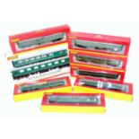 Nine Hornby BR Southern green bogie coaches: R4534 ‘Pull-Push’; R4558, 3 x S&D Maunsell; R4303A 2