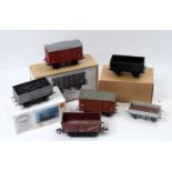 Six assorted 0 gauge wagons: SMR BR standard 12 ton ventilated Fruit van; three steel mineral