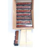 Ten D3 Hornby Dublo LMS coaches, eight (A-G) two (VG-E)