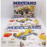 Three ‘modern’ 1970’s Meccano sets: No.4 motorised construction set and two No.5 motorised sets.