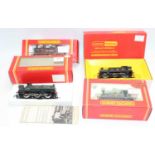 Four Hornby 0-6-0 tank locos: R165 GWR Pannier 2721; R301 LMS class 3F 16440 red; R2063 SR