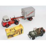 Arnold Western Germany tinplate models pair - 1. A clockwork US JEEP in Military Police livery