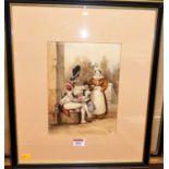 19th century French school - The returning soldier, watercolour, indistinctly signed lower left,