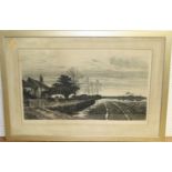 After Benjamin William Leader ARA (1831-1923) - Bleak landscape, etching by A Brunet Debaines, 43