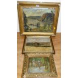 T. Hansford Beere - Cornfield-evening, oil on artist board, signed lower left, 25 x 30cm; N Dawson -