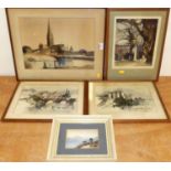 A matched set of three 20th century French school watercolours, each 24 x 20cm; together with a