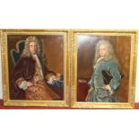 A pair of reproduction oil on canvas portraits, being of James Craggs Esq Postmaster General and
