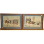 After Henry Alken (1785-1851) - Pair; London to Dover and London to Norwich, stagecoach prints