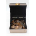 A small collection of mainly British coins, to include Victorian and later pennies, contained in a