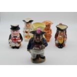 A Royal Doulton Jolly Toby jug 16cm high, together with five other various Toby jugs