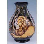 A contemporary Moorcroft pottery vase in the Savannah Shade pattern, of lower bulbous form,