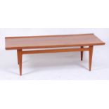 Finn Juhl (1912-1989) for France & Son - a long teak coffee table, integral raised thumb-moulded