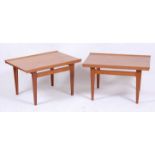 Finn Juhl (1912-1989) for France & Son - a pair of short teak coffee tables, each with opposing