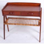 Kai Kristiansen - a 1960s Danish teak low two drawer occasional table, having wicker latticework