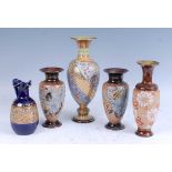 A collection of late 19th and early 20th century Doulton Lambeth stoneware vases, to include a