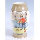 A circa 1906 Royal Doulton 'Twins-ware' vase, decorated with a scene by John Hassall, impressed