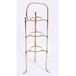 William Tonks & Sons - an Art Nouveau brass three-tier cake stand, stamped WT&S several times to