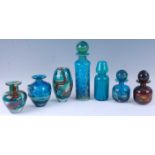 A collection of various Mdina glassware, to include; four vases with one in the 'Tiger' and