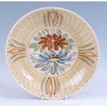 A circa 1952-1956 Royal Doulton Lambeth dish, with floral decoration, signed by Agnete Hoy (1914-