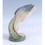 A rare circa 1940 Royal Doulton leaping salmon whisky carafe, inscribed 'Made for Erven Lucas Bols