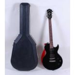 A Cort CR50 six string electric guitar in black gloss finish, serial number 120920952, in fitted
