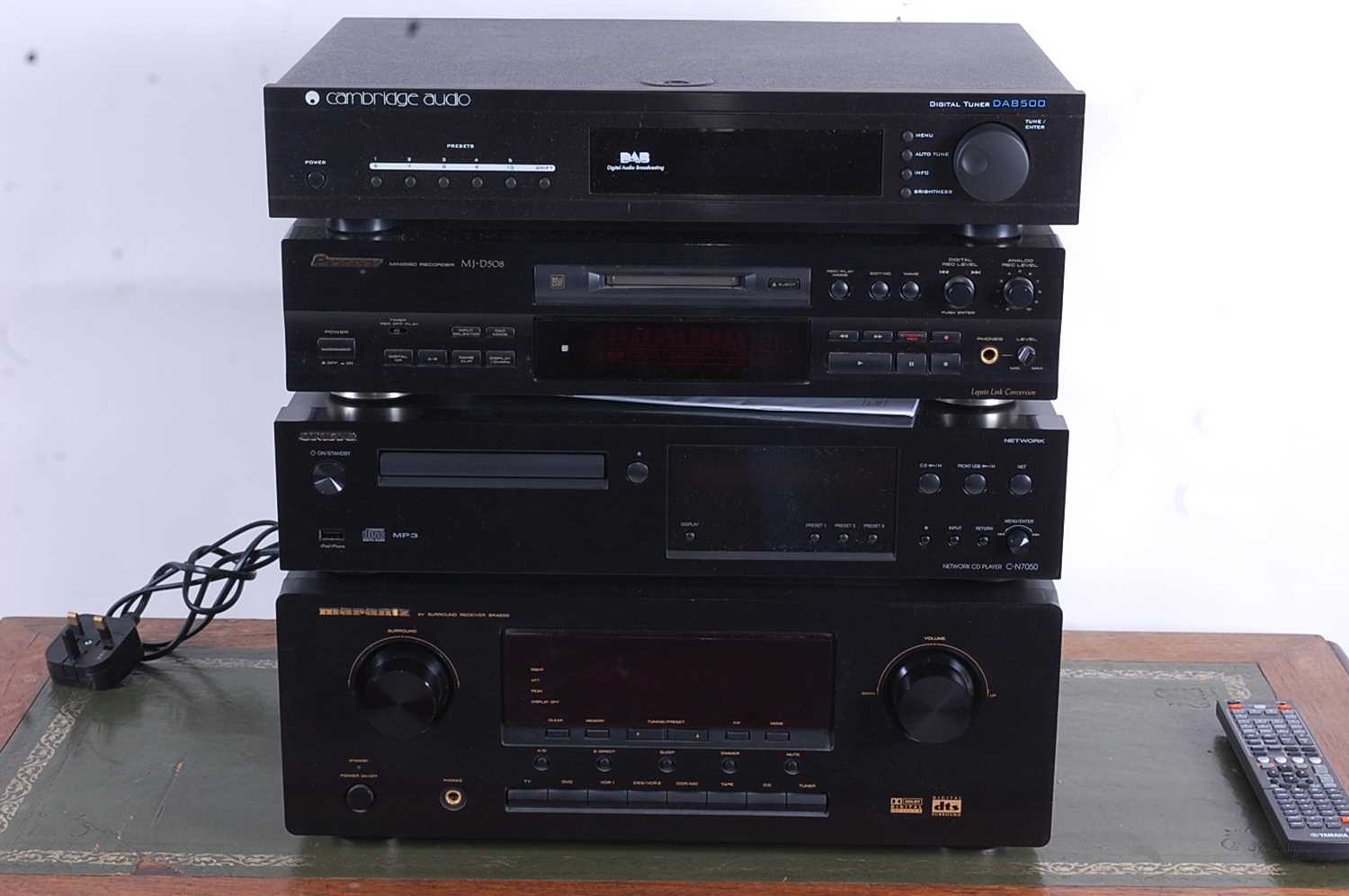 A collection of stereo components to include a Marantz AV Surround Receiver SR4200, serial No.