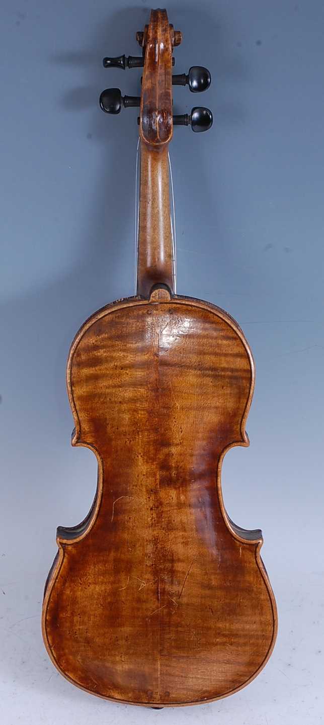 A 19th century violin, having a two piece maple back with spruce front, maple neck with ebony - Bild 3 aus 14