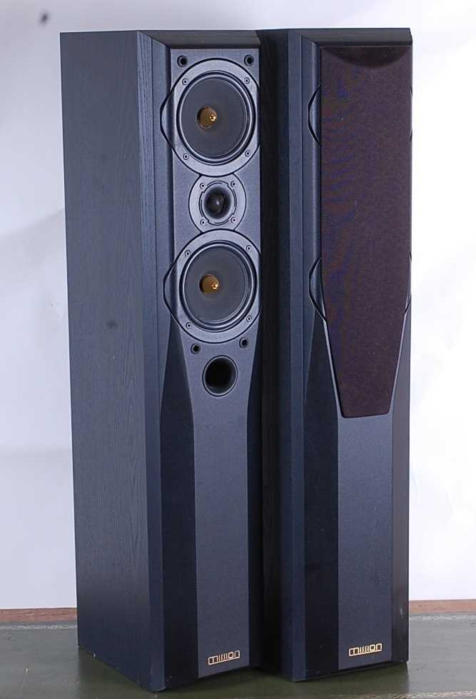 A pair of Mission Enclosure type 2-way reflex 77 3 floor standing speakers, w.17cm, d.25cm, h.