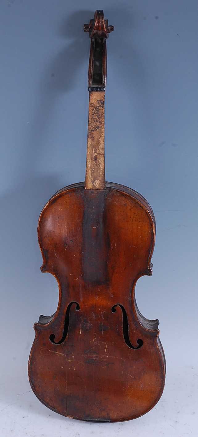 A 19th century violin, having a two piece maple back with spruce front, maple neck with ebony - Bild 13 aus 14