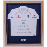 A multi-signed England Cricket shirt for the 2008 NPower Test Series match against New Zealand,