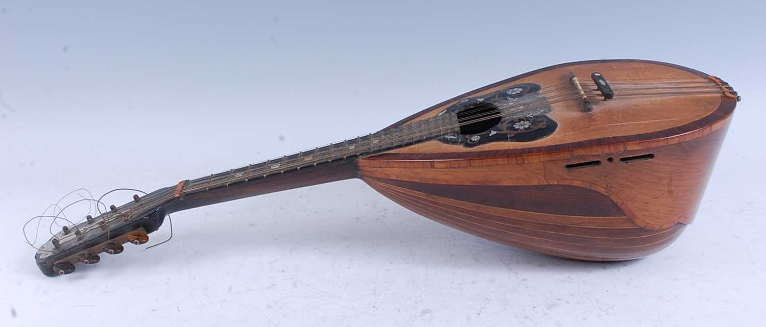 An early 20th Century Italian rosewood bowl back mandolin, having a mother of pearl inlaid - Image 3 of 4