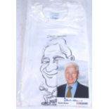 A Screen Stars white T-shirt, printed with an image of cricketer David Gower, size large, together