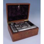 A William IV gents leather bound travelling toilet box complete with outer leather travel case,