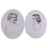 James Rannie Swinton (1816-1888) - matched pair; Bust portraits of young women, one wearing a