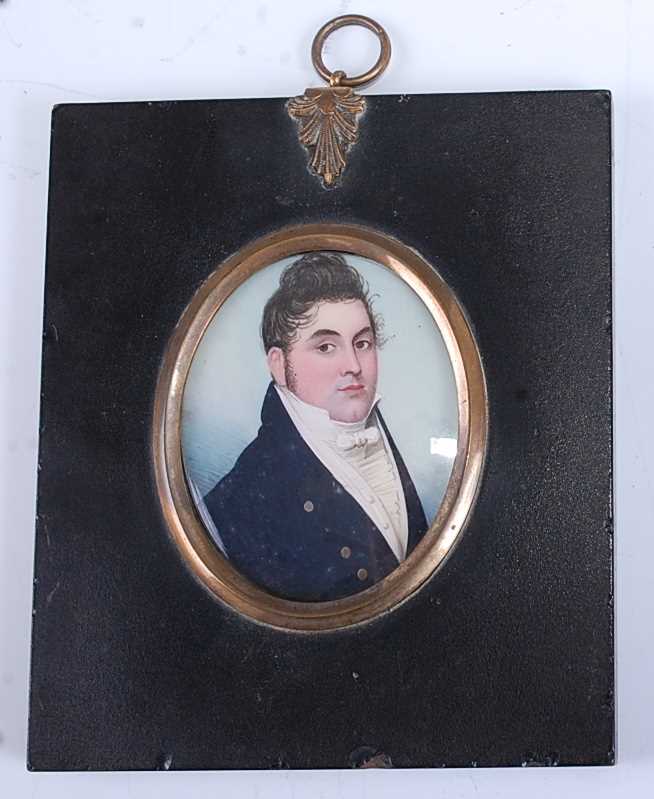 Frederick Buck (1771-1839), half length portrait of a gentleman wearing a blue tunic and silk