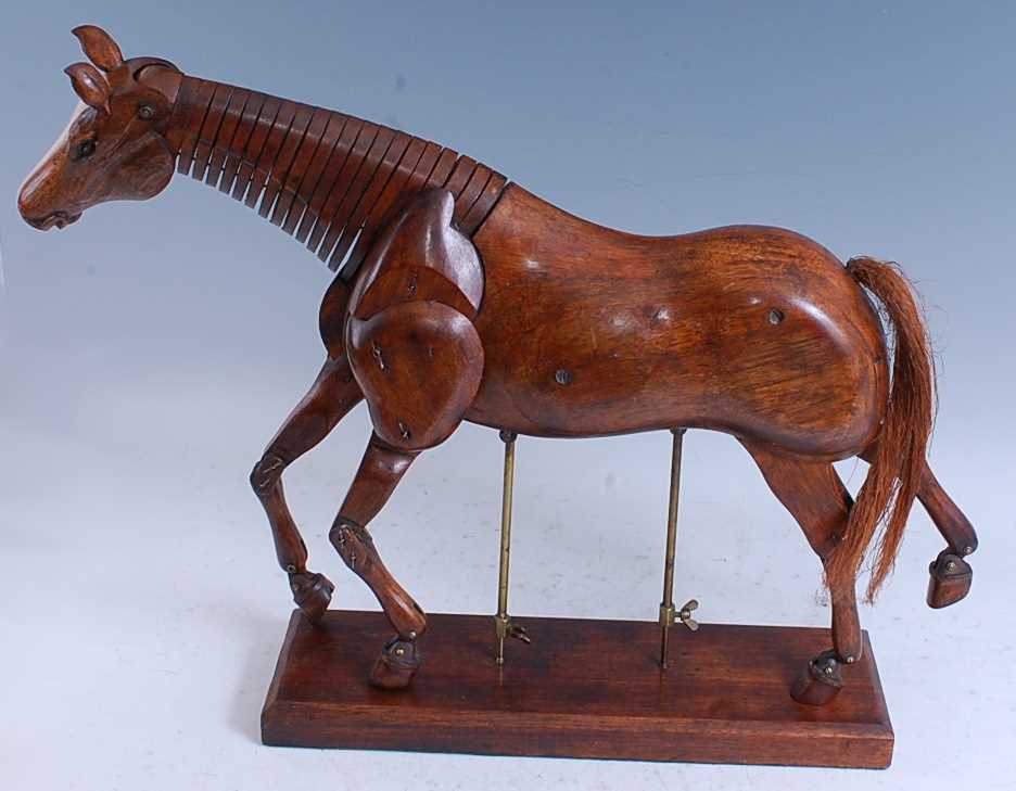 A late 19th / early 20th century French articulated walnut artist's maquette / lay figure of a rider - Image 17 of 21