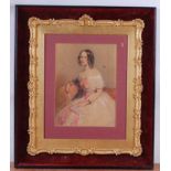 Late 19th century English school - three-quarter length portrait of a seated young woman in full-