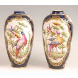 A pair of 19th century Paris porcelain vases, after the Dr Wall Worcester examples, each enamel