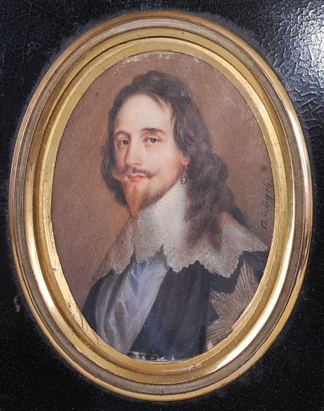 19th century English school after Anthony van Dyke, King Charles I, bust portrait miniature