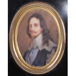 19th century English school after Anthony van Dyke, King Charles I, bust portrait miniature