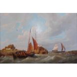 Pieter Cornelis Dommershuijzen (Dommersen / Dommerson) (1834-1908) - Sailing boats off the Dutch