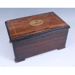 A late 19th century Swiss rosewood cased music box, the 6" cylinder playing eight airs and