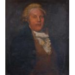 Early 19th century English school - Half-length portrait of a gentleman wearing a silk ruff, oil