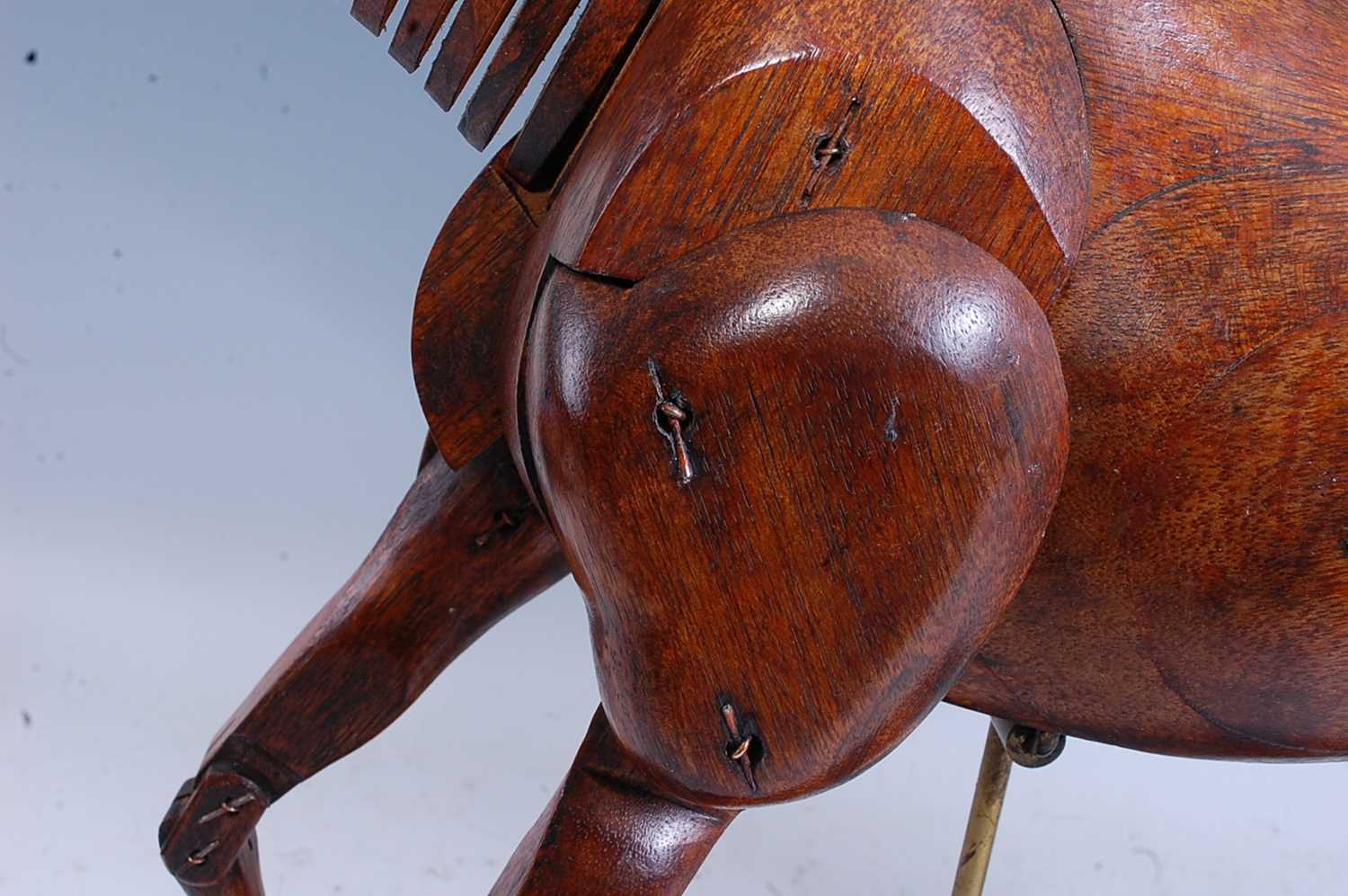 A late 19th / early 20th century French articulated walnut artist's maquette / lay figure of a rider - Image 19 of 21