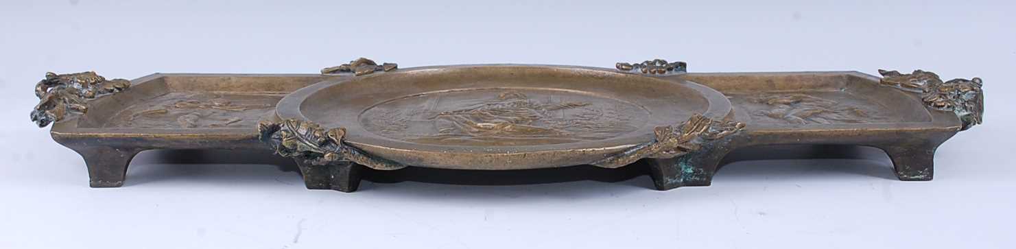 George Poitvin, a late 19th century French bronze table centre piece, cast in relief in the - Image 6 of 7