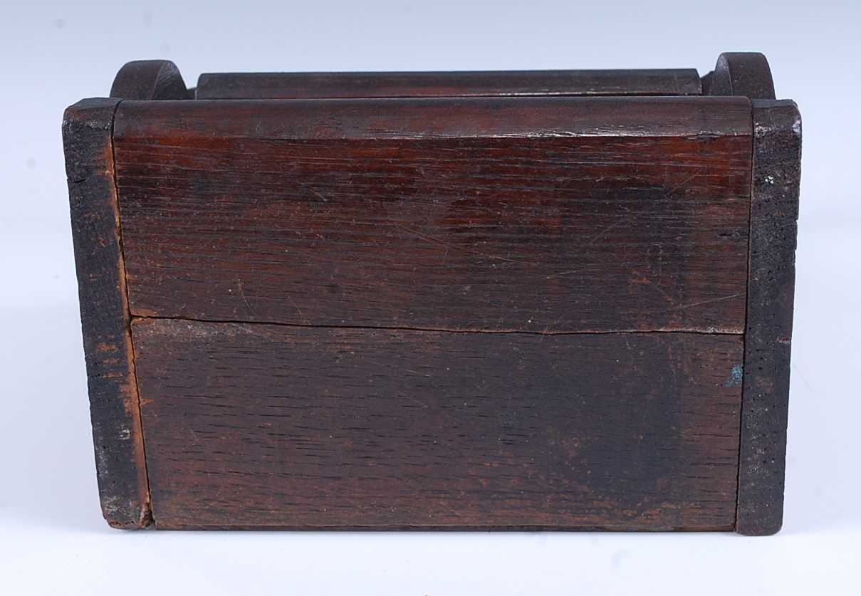 A rustic oak offertory box, late 18th / early 19th century, of part-nailed and part-pegged - Image 6 of 6