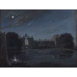Attributed to Henry Pether (act.1828-1865) - Newstead Abbey at Moonlight, oil on canvas, unsigned,