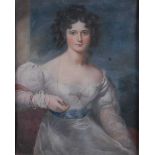 Mid-19th century English school - half-length portrait of a young Miss Rosamund Croker wearing a